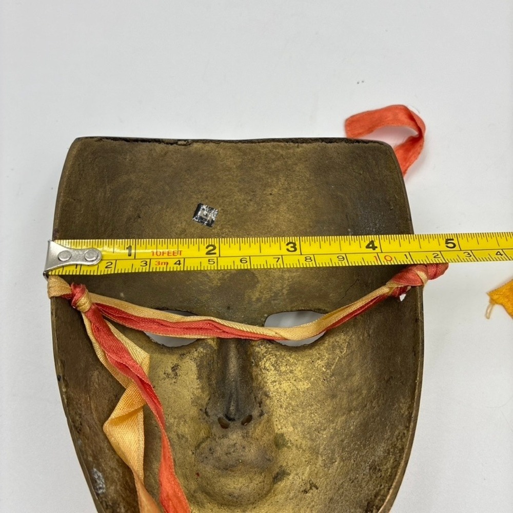 Vtg Set of 2 Brass Theater Masks Wall Hand Painted Enamel Made in India 6.5in - Picture 11 of 11